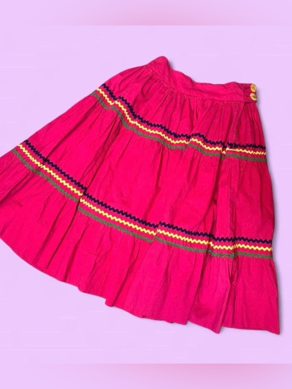 Vintage 1950's Magenta/pink ricrac circle skirt.